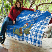 Scotland Christmas Quilt with Nessie Santa Hat and Blue Tartan Tree - Wonder Print Shop
