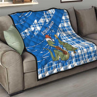 Scotland Christmas Quilt with Nessie Santa Hat and Blue Tartan Tree - Wonder Print Shop