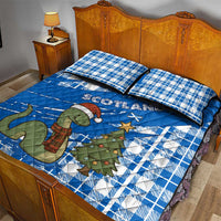 Scotland Christmas Quilt Bed Set with Nessie Santa Hat and Blue Tartan Tree - Wonder Print Shop