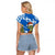 Scotland Christmas Raglan Cropped T Shirt with Nessie Santa Hat and Blue Tartan Tree - Wonder Print Shop