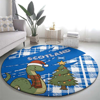Scotland Christmas Round Carpet with Nessie Santa Hat and Blue Tartan Tree - Wonder Print Shop