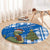 Scotland Christmas Round Carpet with Nessie Santa Hat and Blue Tartan Tree - Wonder Print Shop