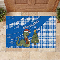 Scotland Christmas Rubber Doormat with Nessie Santa Hat and Blue Tartan Tree - Wonder Print Shop