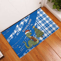 Scotland Christmas Rubber Doormat with Nessie Santa Hat and Blue Tartan Tree - Wonder Print Shop