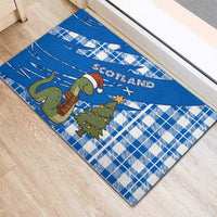 Scotland Christmas Rubber Doormat with Nessie Santa Hat and Blue Tartan Tree - Wonder Print Shop