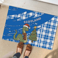 Scotland Christmas Rubber Doormat with Nessie Santa Hat and Blue Tartan Tree - Wonder Print Shop