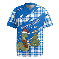 Scotland Christmas Rugby Jersey with Nessie Santa Hat and Blue Tartan Tree - Wonder Print Shop