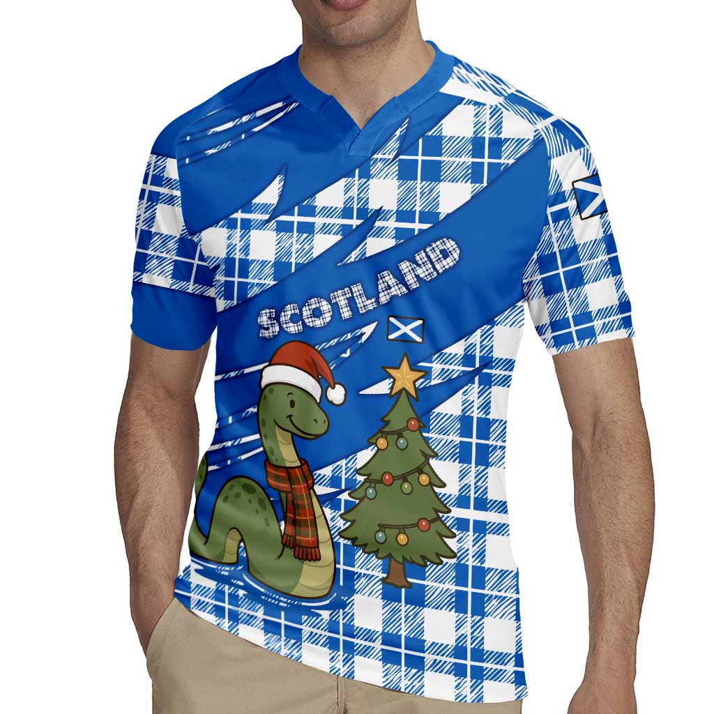 Scotland Christmas Rugby Jersey with Nessie Santa Hat and Blue Tartan Tree - Wonder Print Shop