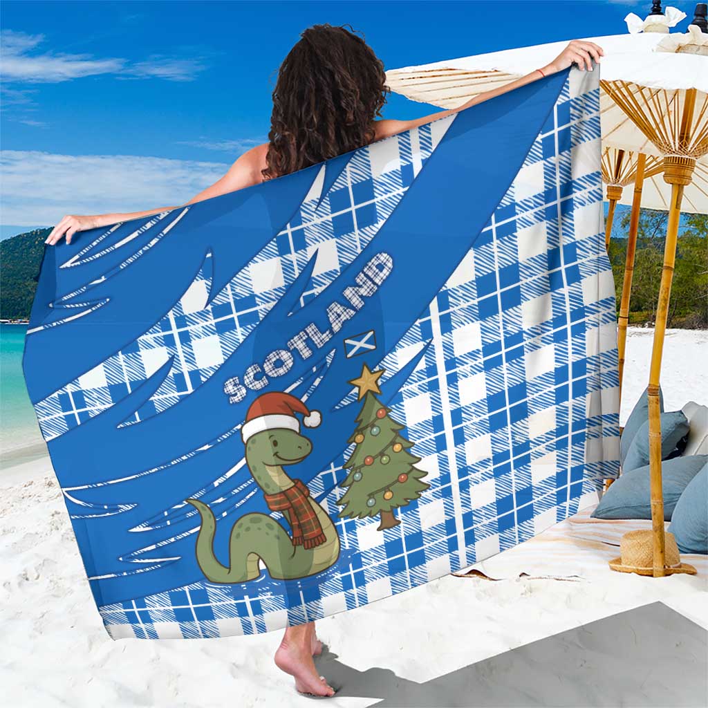 Scotland Christmas Sarong with Nessie Santa Hat and Blue Tartan Tree - Wonder Print Shop