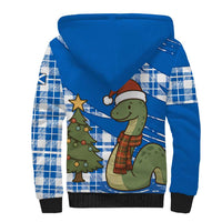 Scotland Christmas Sherpa Hoodie with Nessie Santa Hat and Blue Tartan Tree - Wonder Print Shop