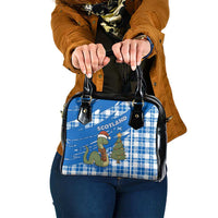 Scotland Christmas Shoulder Handbag with Nessie Santa Hat and Blue Tartan Tree - Wonder Print Shop