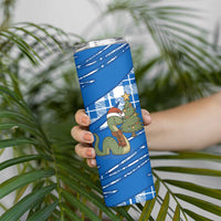 Scotland Christmas Skinny Tumbler with Nessie Santa Hat and Blue Tartan Tree - Wonder Print Shop