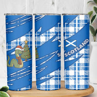 Scotland Christmas Skinny Tumbler with Nessie Santa Hat and Blue Tartan Tree - Wonder Print Shop