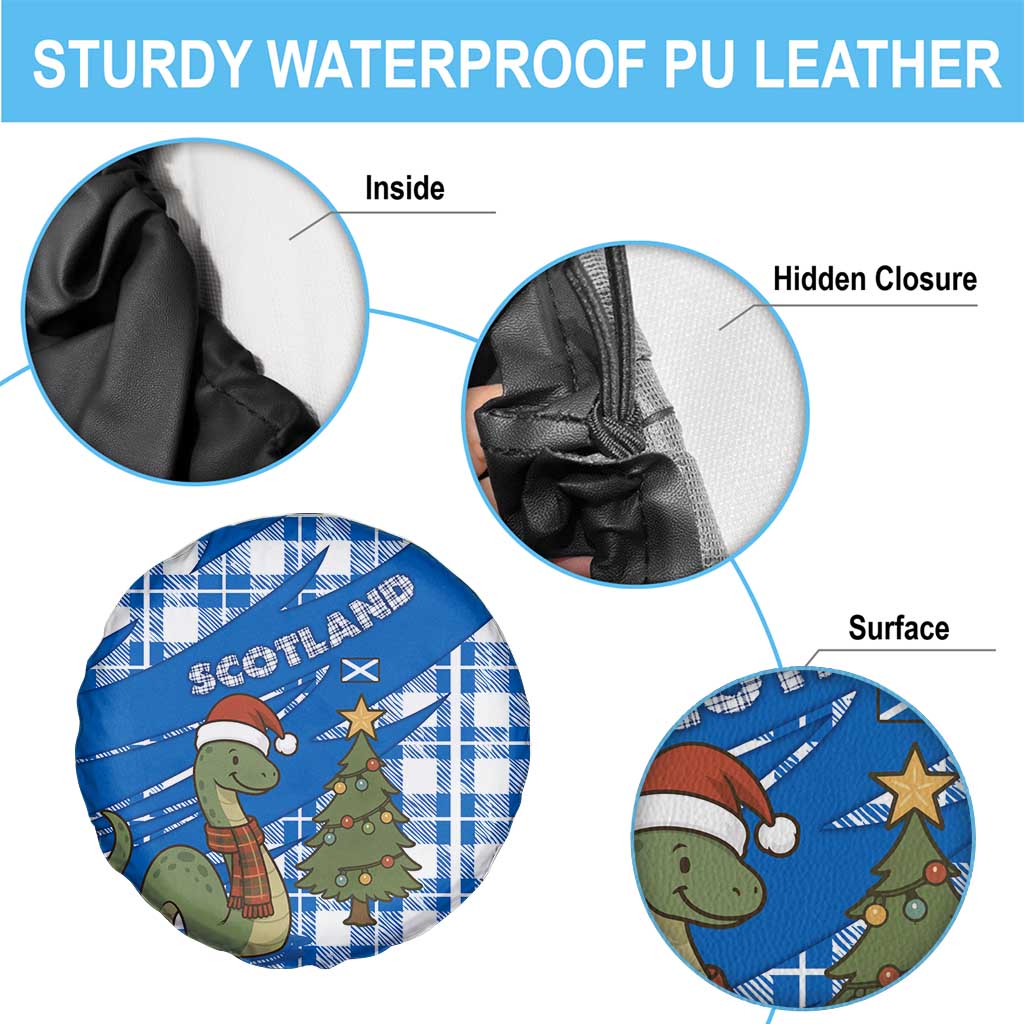 Scotland Christmas Spare Tire Cover with Nessie Santa Hat and Blue Tartan Tree - Wonder Print Shop