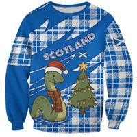 Scotland Christmas Sweatshirt with Nessie Santa Hat and Blue Tartan Tree - Wonder Print Shop