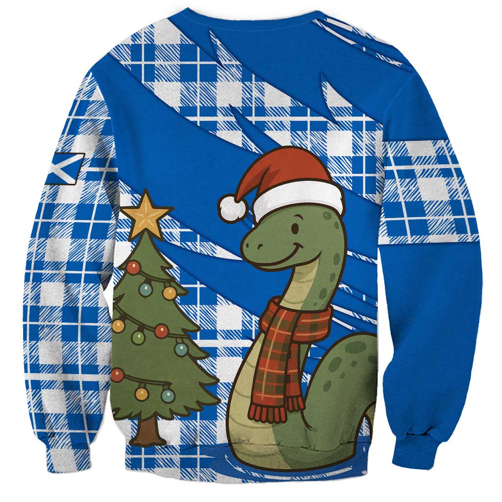 Scotland Christmas Sweatshirt with Nessie Santa Hat and Blue Tartan Tree - Wonder Print Shop