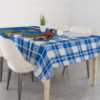 Scotland Christmas Tablecloth with Nessie Santa Hat and Blue Tartan Tree - Wonder Print Shop