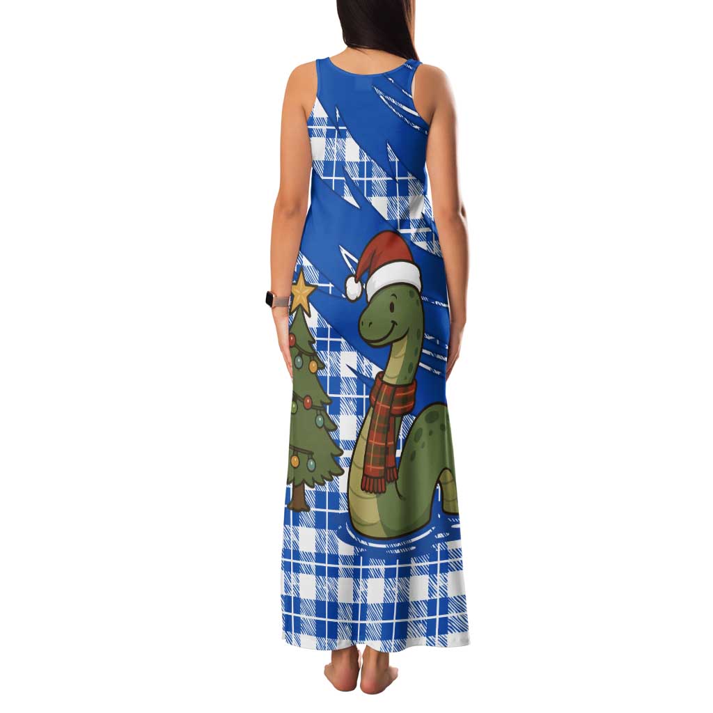 Scotland Christmas Tank Maxi Dress with Nessie Santa Hat and Blue Tartan Tree - Wonder Print Shop