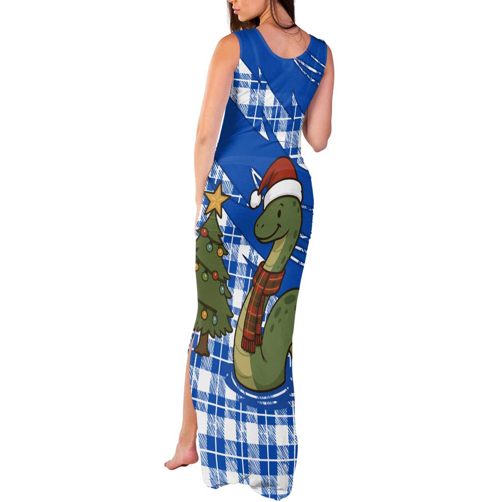 Scotland Christmas Tank Maxi Dress with Nessie Santa Hat and Blue Tartan Tree - Wonder Print Shop
