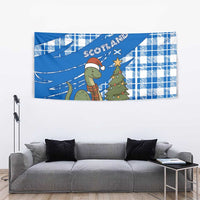 Scotland Christmas Tapestry with Nessie Santa Hat and Blue Tartan Tree - Wonder Print Shop