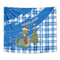 Scotland Christmas Tapestry with Nessie Santa Hat and Blue Tartan Tree - Wonder Print Shop