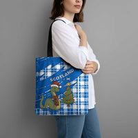 Scotland Christmas Tote Bag with Nessie Santa Hat and Blue Tartan Tree - Wonder Print Shop
