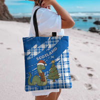 Scotland Christmas Tote Bag with Nessie Santa Hat and Blue Tartan Tree - Wonder Print Shop