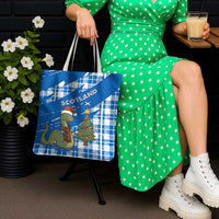 Scotland Christmas Tote Bag with Nessie Santa Hat and Blue Tartan Tree - Wonder Print Shop