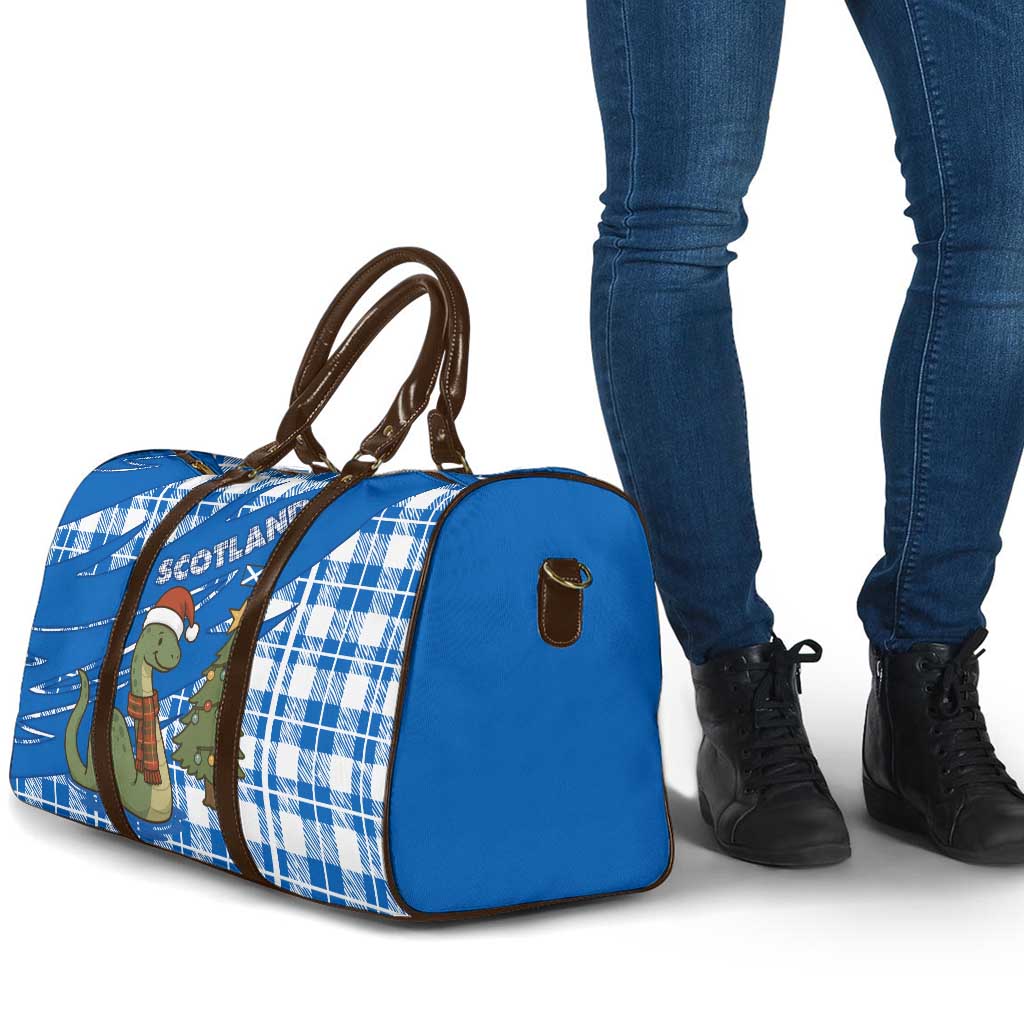 Scotland Christmas Travel Bag with Nessie Santa Hat and Blue Tartan Tree - Wonder Print Shop