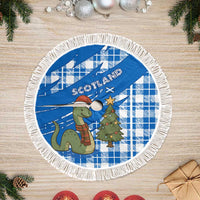 Scotland Christmas Tree Skirt with Nessie Santa Hat and Blue Tartan Tree - Wonder Print Shop