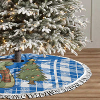 Scotland Christmas Tree Skirt with Nessie Santa Hat and Blue Tartan Tree - Wonder Print Shop