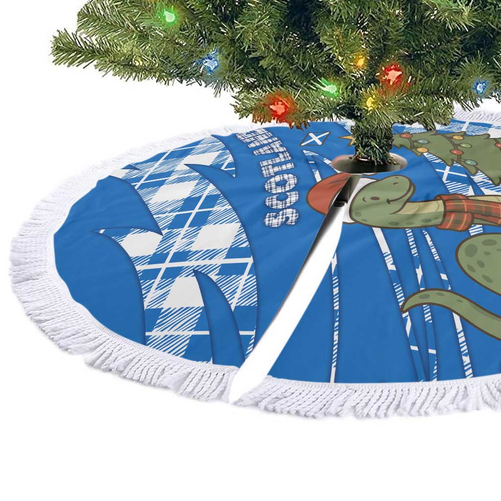 Scotland Christmas Tree Skirt with Nessie Santa Hat and Blue Tartan Tree - Wonder Print Shop
