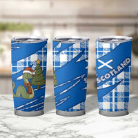 Scotland Christmas Tumbler Cup with Nessie Santa Hat and Blue Tartan Tree - Wonder Print Shop