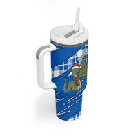 Scotland Christmas Tumbler With Handle with Nessie Santa Hat and Blue Tartan Tree - Wonder Print Shop
