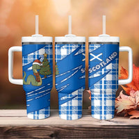Scotland Christmas Tumbler With Handle with Nessie Santa Hat and Blue Tartan Tree - Wonder Print Shop