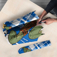 Scotland Christmas Umbrella with Nessie Santa Hat and Blue Tartan Tree - Wonder Print Shop