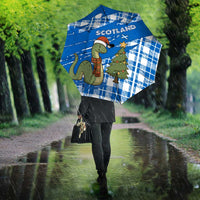 Scotland Christmas Umbrella with Nessie Santa Hat and Blue Tartan Tree - Wonder Print Shop