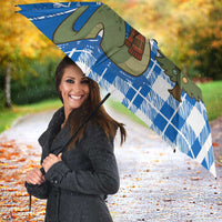 Scotland Christmas Umbrella with Nessie Santa Hat and Blue Tartan Tree - Wonder Print Shop