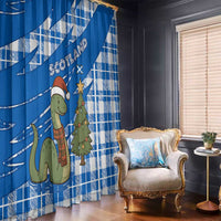 Scotland Christmas Window Curtain with Nessie Santa Hat and Blue Tartan Tree - Wonder Print Shop