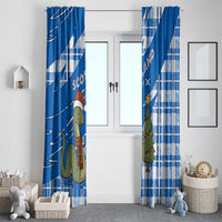 Scotland Christmas Window Curtain with Nessie Santa Hat and Blue Tartan Tree - Wonder Print Shop