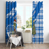 Scotland Christmas Window Curtain with Nessie Santa Hat and Blue Tartan Tree - Wonder Print Shop
