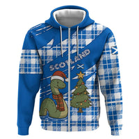 Scotland Christmas Zip Hoodie with Nessie Santa Hat and Blue Tartan Tree - Wonder Print Shop