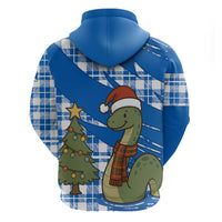 Scotland Christmas Zip Hoodie with Nessie Santa Hat and Blue Tartan Tree - Wonder Print Shop