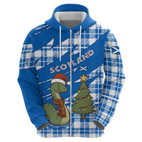 Scotland Christmas Zip Hoodie with Nessie Santa Hat and Blue Tartan Tree - Wonder Print Shop