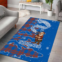Scotland Christmas Area Rug with Santa Playing Bagpipes and Blue Red Tartan Music Notes - Wonder Print Shop