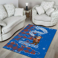 Scotland Christmas Area Rug with Santa Playing Bagpipes and Blue Red Tartan Music Notes - Wonder Print Shop