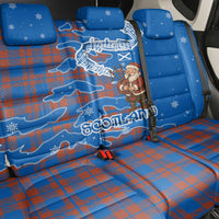 Scotland Christmas Back Car Seat Cover with Santa Playing Bagpipes and Blue Red Tartan Music Notes - Wonder Print Shop