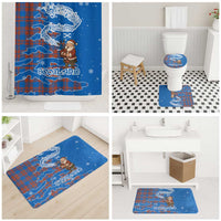 Scotland Christmas Bathroom Set with Santa Playing Bagpipes and Blue Red Tartan Music Notes - Wonder Print Shop