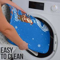 Scotland Christmas Bathroom Set with Santa Playing Bagpipes and Blue Red Tartan Music Notes - Wonder Print Shop