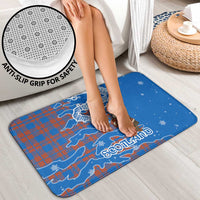 Scotland Christmas Bathroom Set with Santa Playing Bagpipes and Blue Red Tartan Music Notes - Wonder Print Shop